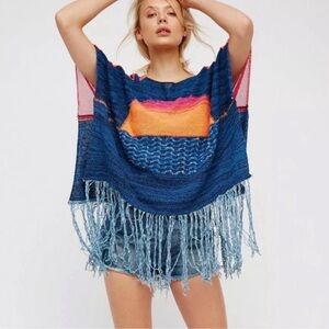 Free People Sunset Fringe Knit Top M/L
